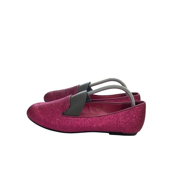 Twiggy London Women's 7.5W Pink Glitter Loafers Slip-On flats shoes - Picture 3 of 9